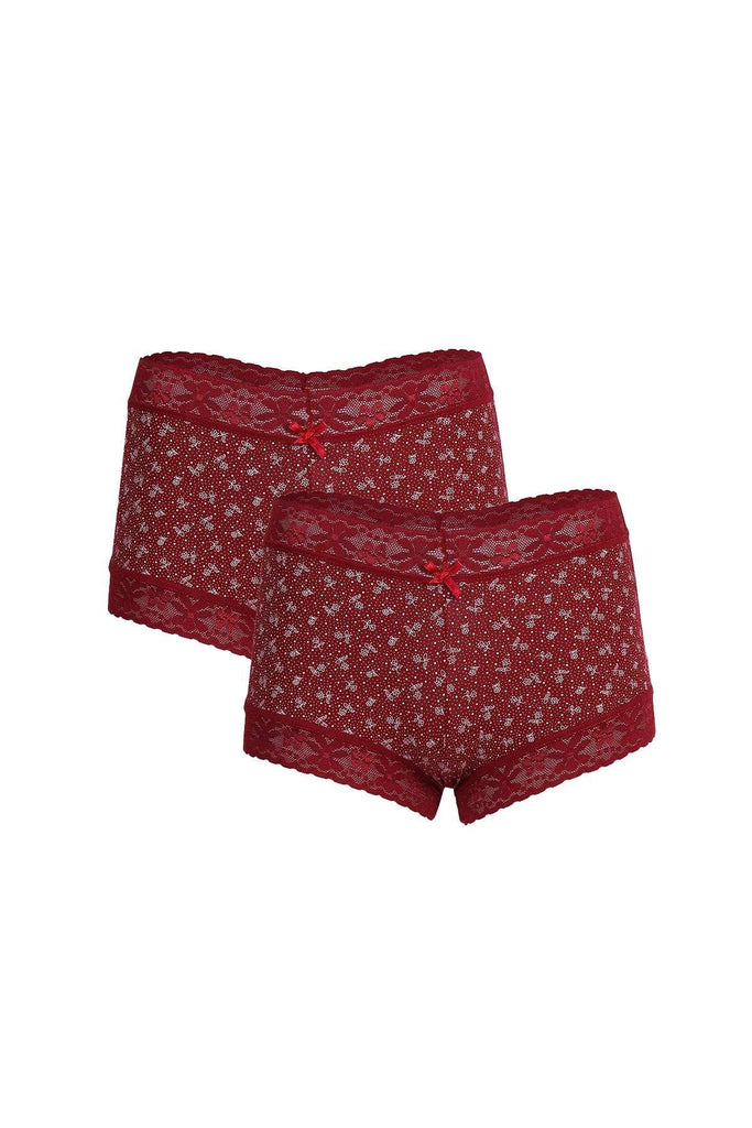 Akbeniz Kadın Pamuklu 2li Boxer Bordo 40266