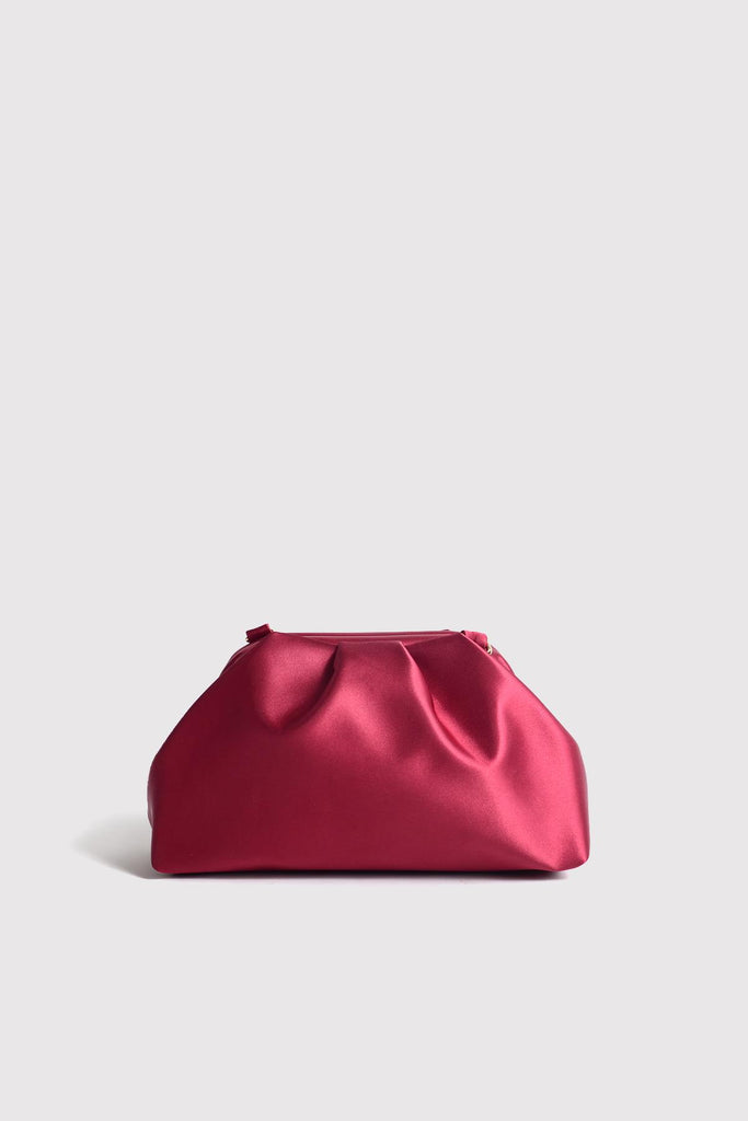 Bordo Kadın Saten Clutch Abiye Çanta