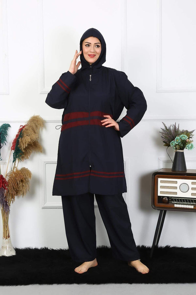 Büyük Beden Tesettür Mayo 7XL-8XL-9XL-10XL Lacivert 55010